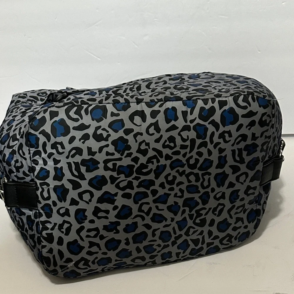 SONDRA ROBERTS Stylish Squared Leopard Print Tote Bag - Gray and Blue EUC